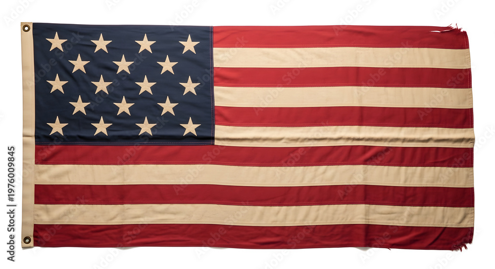 Obraz premium A large American flag with red and white stripes and white stars on a blue background
