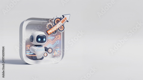 AI Efficiency Agent — Neumorphic 3D Icon with Copy Space