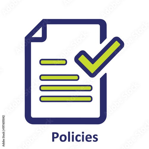 Approved document with check mark and green lines on white background, symbolizing policies and regulations