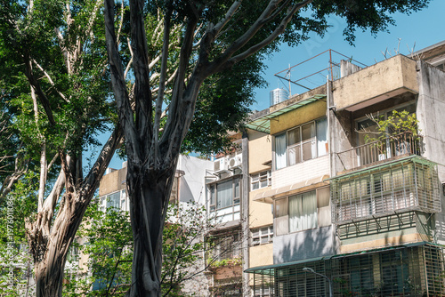 Vintage Aged Residential Building in Taipei, Taiwan