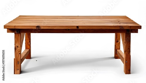 Wooden Table: A sturdy, wooden table stands on its own, showcasing the natural wood grain and simple design, perfect for various uses and settings.