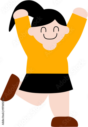 신난 소녀 어린이 초등학생 아동