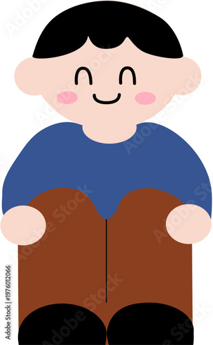 앉아있는 소년 아동 어린이 초등학생