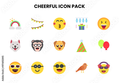 Cheerful Flat Bundle Icons Pack