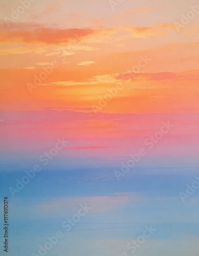 A serene landscape of a colorful sunset over a calm ocean