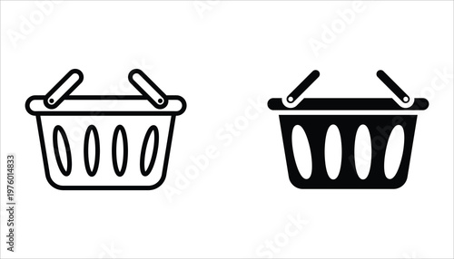 Shopping basket icon set. Vector illustration of laundry icons for web design. Isolated on white background.
