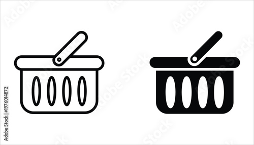 Shopping basket icon set. Vector illustration of laundry icons for web design. Isolated on white background.