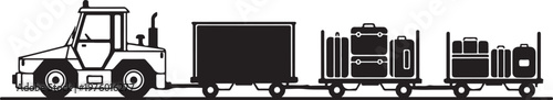 Industrial cargo train, freight locomotive, transportation vector, black and white illustration