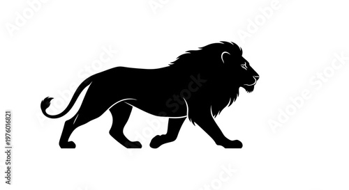 Majestic Lion Silhouette Walking Gracefully.