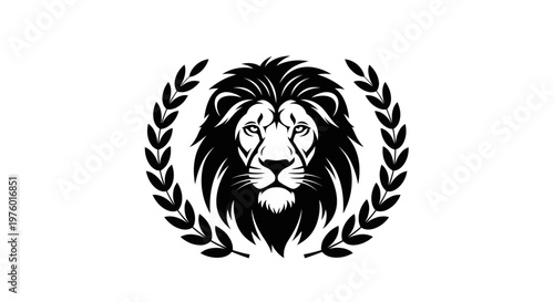 Majestic Lion Head with Laurel Wreath Logo Design.