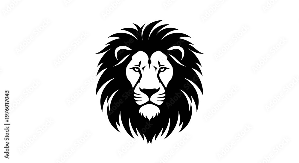 Fototapeta premium Majestic Lion Head with Powerful Mane Vector Illustration.
