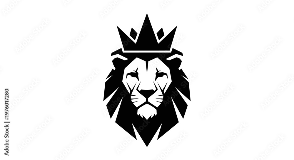 Obraz premium Majestic Lion King Head with Crown Logo Design.