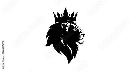 Majestic Lion King Head with Crown Silhouette.