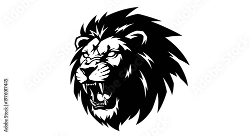 Roaring Lion Head Mascot Logo Design Illustration.