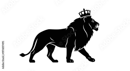 Majestic Lion King with Crown Silhouette.