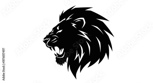Roaring Lion Head Silhouette Vector Illustration.