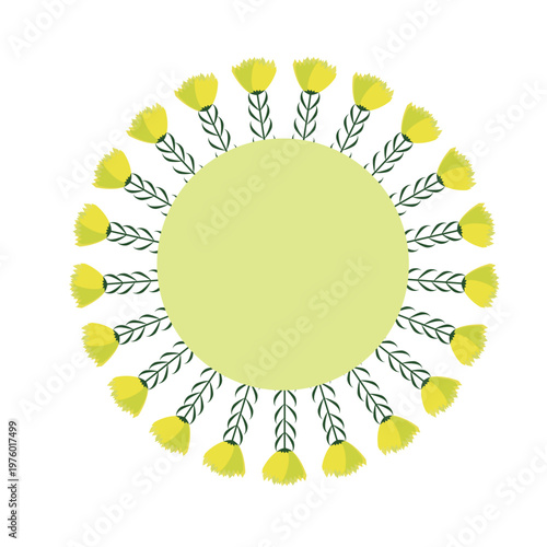 Carnation Floral Wreath for Father's Day - Yellow and Blue Vector Illustration Set
