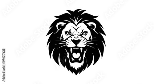 Roaring Lion Head Vector Illustration.