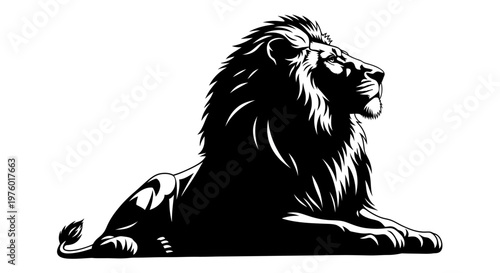 Majestic Lion Resting in a Powerful and Serene Pose.