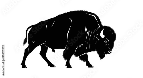 Powerful American Bison Silhouette Majestic Wildlife Illustration.