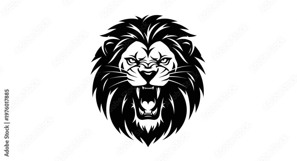 Fototapeta premium Roaring Lion Head Vector Illustration.