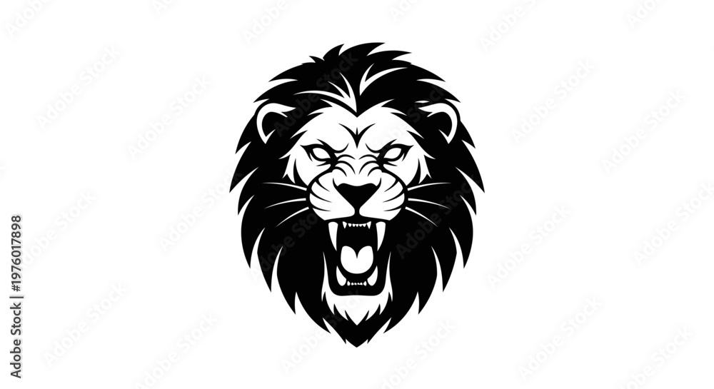 Obraz premium Roaring Lion Head Vector Illustration.