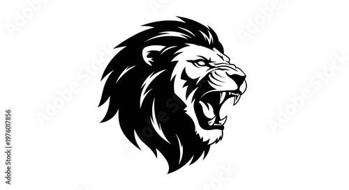 Roaring Lion Head Vector Illustration.