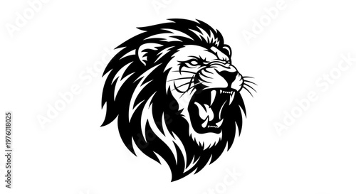 Roaring Lion Head Vector Illustration on White Background.