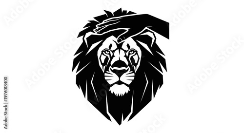 Majestic Lion with a Gentle Hand on its Head.