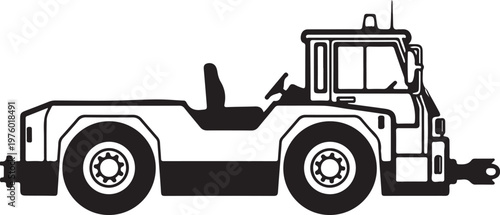 Black and white vector truck, industrial vehicle illustration, heavy duty transportation, construction equipment