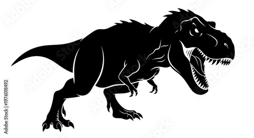 Powerful Tyrannosaurus Rex Dinosaur Silhouette Roaring.