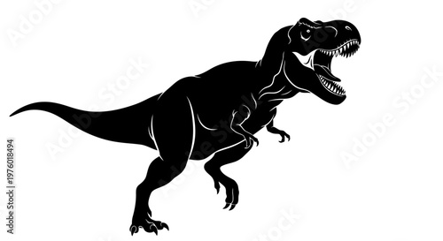 Powerful Tyrannosaurus Rex Dinosaur Silhouette Roaring Aggressively.