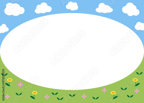 シンプルで使いやすい背景素材_青空と緑の原っぱ