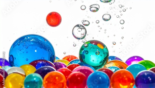 Wallpaper Mural Cluster of Translucent Colorful Water Beads Gel Balls Bright White Background Vibrant Composition Visuals Torontodigital.ca