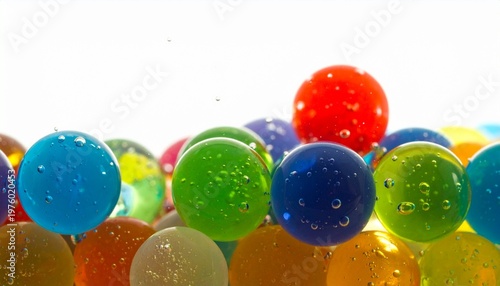 Wallpaper Mural Cluster of Translucent Colorful Water Beads Gel Balls Bright White Background Vibrant Composition Visuals Torontodigital.ca