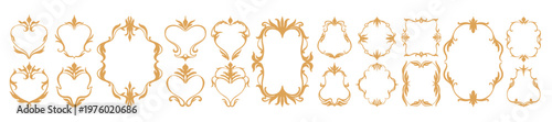 Elegant classic frame set, hand drawn antique ornate border design romantic wedding invitation print. Vintage floral victorian decoration, ornamental swirl luxury template. Baroque elegant frame shape