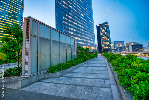 Wallpaper Mural Sunset-to-night scene of Tokyo’s Shimbashi area, showcasing modern high-rise buildings, bustling streets, and metropolitan cityscape Torontodigital.ca