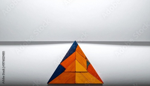 Wallpaper Mural Geometric Triangular Prism Pyramid Blue Orange Translucent Blocks Symmetrical Glowing Visuals Torontodigital.ca