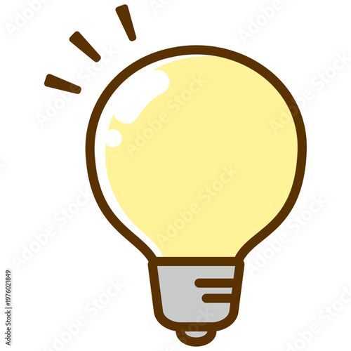電球のイラスト、電気や節電、発見やひらめきのイメージ