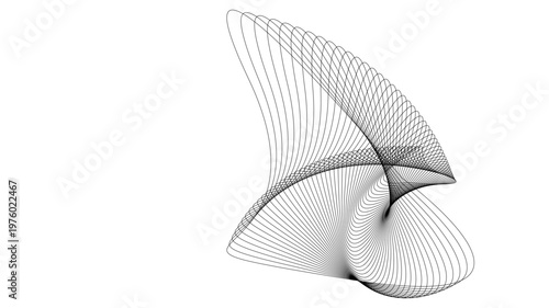 Minimalist Black Vector Vortex Flow Abstract Line Art on White Background