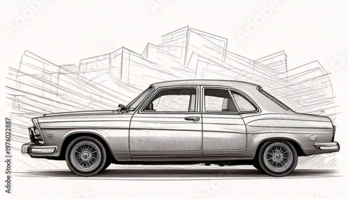 Vintage Silver Car Side View.