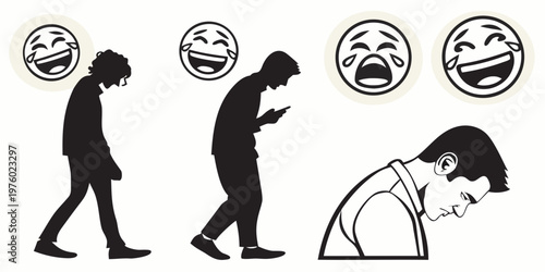 Emotional impact of digital technology and social media use leading to poor posture and mental strain with digital fatigue phone addiction screen time bad posture neck pain