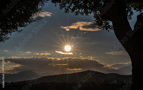Spectacular sunset over the Mainarde mountains in Molise in early spring 2026
