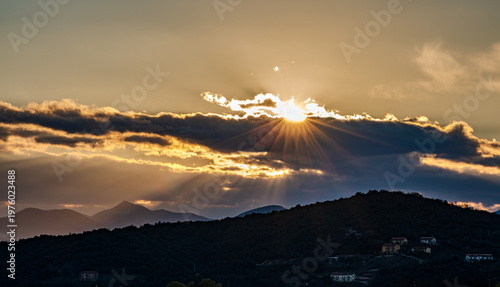 Spectacular sunset over the Mainarde mountains in Molise in early spring 2026