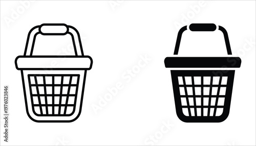 Shopping Basket icon set. E-shop concept, shopping basket icon sign, pictogram supermarket basket ,store container. Vector illustration isolated on white background.