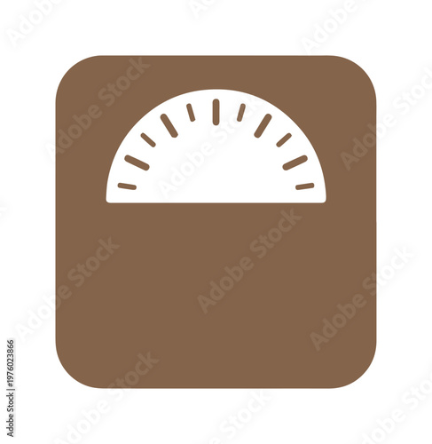 Minimalist bathroom scale icon vector, brown square weighing scale for health and fitness, flat weight measurement symbol for diet tracking