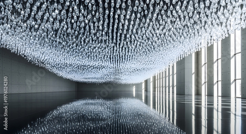 Intricate crystal installation a dazzling display of light and modern art