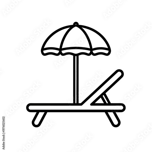 Beach Chair with Umbrella Line Icon