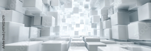 ai data intelligence abstract, white cubes technology, futuristic machine learning concept
