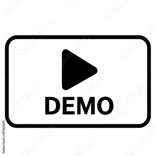 Black Demo Play Button Line Icon